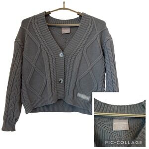 Taylor Swift The Tortured Poets Department TTPD Grey Cable Knit Cardigan XS/SM